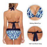 1 x RAW Customer Returns Aidotop Women s Bikini Set Triangle Swimsuit Beach Ties Two Piece Swimwear Bikini Bottoms Blue Geometry, XL - RRP €33.99