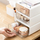 1 x RAW Customer Returns OSTWOLKE Organizer with Acrylic Drawers 3 Pieces, Desk Organizer, Drawer Box, Office Organizer Stackable Storage Box for Pens, Erasers and Other Office Accessories, Transparent White - RRP €32.26