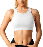 1 x Brand New Yiifit Sports Bra Women Open Back Sports Bra Sleeveless Seamless with Padding Crop Top Belly Bar Without Wire Backless Bustier for Gym Fitness Workout White Large - RRP €23.69