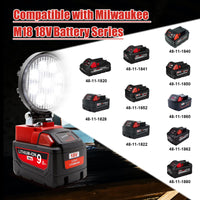 1 x RAW Customer Returns 15-16W Cordless LED Work Light, 2000LM Portable Construction Spotlight Floodlight with USB Port Powered by Milwaukee 18V Lithium-Ion Batteries M18 - RRP €24.56