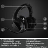 1 x RAW Customer Returns Logitech G533 wireless gaming headset, 7.1 surround sound, DTS Headphone X, 40mm drivers, 2.4 GHz, noise-cancelling microphone, wireless connection, 15-hour battery life, PC Mac - black - RRP €82.33