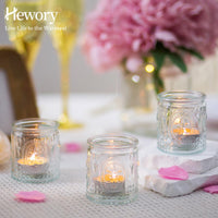 6 x Brand New Hewory tealight holder glass candle holder lantern 12 tealight glasses glass cylinder for candles, vintage candle holder glass votive candle holder candle glasses for wedding table decoration living room Christmas - RRP €141.78