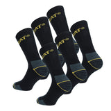 1 x RAW Customer Returns Caterpillar 6 Pairs Half Calf Work Socks - Safety Shoes - Reinforced Heel Tip - Terry Cotton - Suitable for Steel Toe Shoes - Black - RRP €19.82