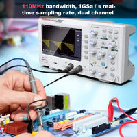 1 x RAW Customer Returns HANMATEK Digital Oscilloscope, 2 Channels, 110MHz, 500MS s 2, 7 inch TFT, 6 Bit, 2ns div 1000s div, Super-quiet, Portable Oscilloscope, DOS1102 - RRP €199.99