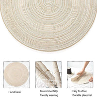 1 x Brand New 4 Pieces Round Cotton Placemats, Round Placemats, Table Set Placemats Round, 15 Inch Round Non-Slip Washable Placemats for Home Kitchen, Dining Table, Outdoor Use Beige  - RRP €16.55