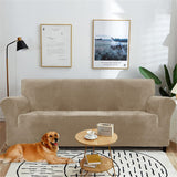 1 x RAW Customer Returns YSTELLAA Velvet stretch sofa cover 1 seater, sofa protector, non-slip sofa cover, sofa cover with armrests, elastic couch cover, armchair protector, sofa protector, cat armchair cover, camel - RRP €29.99