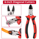 11 x Brand New XUNTOP Professional Cutting Pliers Set Stainless Steel Wire Stripper Cutter Includes 8 Wire Stripper Crimper for 10-22 AWG Wire Terminals 6 Long Nose Pliers 6 Diagonal Pliers - RRP €237.6