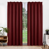 1 x RAW Customer Returns Deconovo Curtains Thermal Curtains with Ruffle Tape Opaque Noise Protection Window Decoration Curtains, 260x140 cm Height x Width , Red, Set of 2 - RRP €46.99