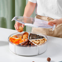 1 x RAW Customer Returns WUWEOT 27 cm snack plate with 5 individual compartments, serving bowl with lid, serving plate, plastic sweets plate set for nuts, dried fruits, snacks, sweets, biscuits - RRP €18.99