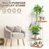 1 x RAW Customer Returns VASZOLA 5-Tier Wooden Flower Rack Plant Rack, Multi-Tier Flower Stand Plant Stand Flower Bench Flower Stairs Plant Stairs Standing Shelf for Indoor Garden Balcony Decoration White  - RRP €52.15