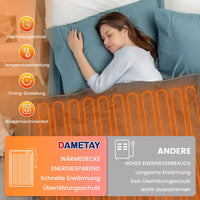 1 x RAW Customer Returns Dametay electric blanket with automatic switch-off 160x130cm electric blanket with 6 temperature settings Electric heated underblanket Fast heating Auto-off timer Overheating protection Washable flannel gray - RRP €20.16