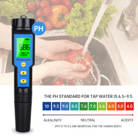 1 x RAW Customer Returns Homcoice PH Meter 4 in 1 TDS EC Temperature, pH Value Tester IP67 Waterproof Pool pH Meter 0.01 High Precision Digital Water Tester Drinking Water with ATC Function - RRP €36.99