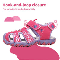 1 x Brand New Apakowa Baby Little Girls Summer Closed Toe Athletic Outdoor Hiking Beach Sandals Sports Trail Sandals for Kids with Velcro Fastener - RRP €29.99