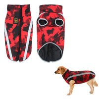 1 x Brand New 6XL Waterproof Dog Coat Jacket Winter Warm Dog Sports Jacket with Hole Harness Reflective Strip Windproof Snowsuit for Large Medium Dog Clothes Red - RRP €19.81