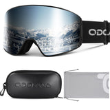 1 x RAW Customer Returns Odoland Ski Goggles Cylindrical Snow Goggles for Men and Women with Ski Goggle Case Anti-Fog UV Protection Unisex Snowboard Goggles Helmet Compatible for Boys and Girls for Skiing Silver - RRP €36.85