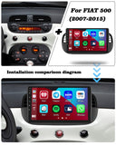 1 x RAW Customer Returns Hikity 2 64GB Android Car Radio for FIAT 500 2007 2008 2009 2010 2011 2012 2013 2014 2015, Built-in Wireless CarPlay and Android Auto, 9 Touchscreen Car Radio with Navi WiFi Rear View Camera - RRP €209.99