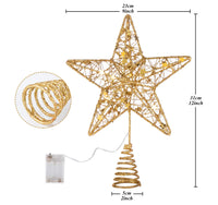 1 x RAW Customer Returns Christmas tree toppers, 31 cm rose gold Christmas tree toppers glittering, illuminated star glittering made of metal, 30 lights glittering stars for Christmas tree home decoration rose gold  - RRP €16.72