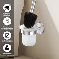 1 x RAW Customer Returns Dailyart toilet brush, toilet brush WC brush holder WC set WC brush without drilling toilet brush holder with holder for wall mounting, including replacement brush, stainless steel glass, 2 pack - RRP €31.88