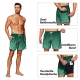 1 x RAW Customer Returns HMIYA Men s Swimming Trunks 2 in 1 Swimming Shorts Quick-Drying Short Board Shorts with Compression and Zip Pockets Green Gradient XXL  - RRP €25.4