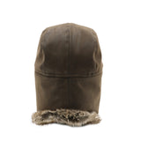 1 x RAW Customer Returns Heavyoff Unisex Faux Leather Balaclava Faux Fur Aviator Hat Warm Winter Hat Windproof Trapper Hat Brown Large - RRP €39.95