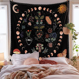 6 x Brand New JUMRHFAN Botanical Moon Phases Tapestry, Botanical and Floral Tapestry, Bohemian Mandala Wall Decor for Bedroom Aesthetic Home Dorm 130x150CM  - RRP €122.4