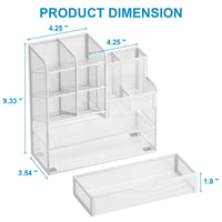 1 x RAW Customer Returns Marbrasse Mesh Desk Organizer, Multifunctional Pen Holder with Drawer, Storage Shelf for School Home Office Supplies White  - RRP €20.99