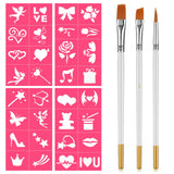 1 x Brand New Tenare 4 Painting Stencils for Kids Painting Stencils with 3 Small Nylon Brushes Drawing Template for DIY DIY Heart  - RRP €15.6