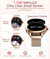 1 x RAW Customer Returns niolina Smartwatch Women with Telephone Function, 1.106 AMOLED Small Screen Smart Watch for Android iOS, IP68 Waterproof Wristwatch with 120 Sports, Fitness Watch for Heart Rate Monitor Pedometer SpO2 Rose Gold  - RRP €59.99