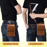 1 x RAW Customer Returns HUAZHIMAO Genuine Leather Cell Phone Belt Bag Men, Cell Phone Waist Bag for iPhone Series, Cell Phone Bags Samsung Galaxy Ultra Series, with Belt Loop and Belt Clip Brown  - RRP €26.1