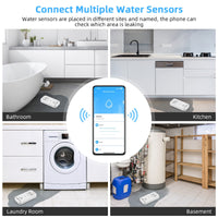 1 x RAW Customer Returns WiFi water detector water alarm 2.4 G WiFi , 90 dB water sensor alarm and app alarm, water detector WLAN for pipes, bedroom, kitchen, bathroom, basement 4-pack  - RRP €48.82