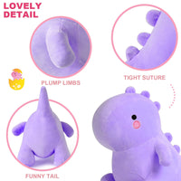 1 x RAW Customer Returns shownicer plush toy dinosaur cuddly toy stuffed toy kawaii dino plush, plush dinosaur plush pillow toy, throw pillow, pillow doll, cuddly toy gift filled for children girls boys - RRP €22.18