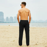 1 x RAW Customer Returns Lanckeli Men s Linen Pants Summer Drawstring Beach Yoga Pants, Loose and Lightweight Casual Long Trousers. - RRP €28.51