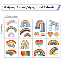 1 x Brand New craspire 8 Sheet 8 Styles Colorful Rainbow Window Clings for Wall Decor for Classroom, Bedroom, Living Room, Window, Staircase, Showcase - RRP €19.2