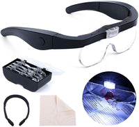 1 x RAW Customer Returns  with light, 1.5X to 5X removable lens headband, headband magnifier rechargeable magnifying glass with LED light hands-free magnifying glass for reading interchangeable magnifying lenses for tight work, jewelry - RRP €22.99