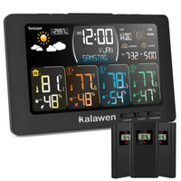 1 x RAW Customer Returns Kalawen weather station radio with 3 outdoor sensors temperature inside outside hygrometer radio alarm clock humidity RCC DCF - RRP €55.99