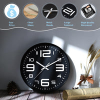 1 x RAW Customer Returns Plumeet 30 cm Anti-Ticking Silent Wall Clock with Modern and Beautiful Design for Living Room, Large Kitchen Wall Clock, Battery Operated Black  - RRP €18.84