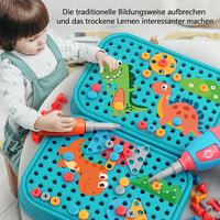 1 x RAW Customer Returns Gogotool Mosaic Interlocking Game Toy - 3D Dinosaur Puzzle Including Drill Tool Case, Gift for Boys Girls 211 Pieces  - RRP €22.18