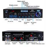 1 x RAW Customer Returns 1200W Mini Amplifier hifi, Bluetooth 5.0 RMS 2x60W Speaker 2-Channel Stereo Amplifier, Portable FM Radio, SD Card USB Input FM Radio, for Home Speakers or Your Car - RRP €59.99