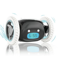 3 x RAW Customer Returns CLOCKY Funny Gift- Loud Alarm Clock for Heavy Sleepers on Wheels Adults Kids Teens Bedroom Run Away Moving Jump Roll Vibrating, Cute Annoying, 1-Time Snooze, Digital, Wake Up Energized Black  - RRP €119.97