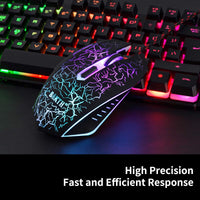 4 x RAW Customer Returns BAKTH Gaming Keyboard and Mouse Set, LED Backlight QWERTZ DE Layout, Rainbow Colors Illuminated USB Waterproof with 2400 DPI for Pro PC Gamers - RRP €133.04