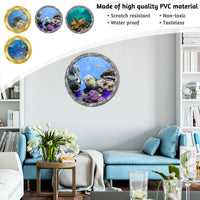 1 x Brand New FORYNXHWIN 4 Pieces 3D Porthole Sticker, 3D Sea Wall Sticker Wall Decal Underwater for Home Decoration 29 x 29 cm  - RRP €22.8