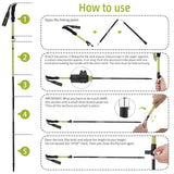 1 x RAW Customer Returns TOMSHOO hiking poles foldable, ultralight carbon 7075 aluminum walking poles, trekking poles with cork handle or EVA handle, terrain accessories, hiking stick adjustable, color green - RRP €45.44