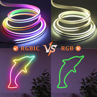 1 x RAW Customer Returns RGB Neon RGB LED Strip 3M 12V Dimmable Outdoor 96LED M App Control IP67 Waterproof Outdoor RGBIC LED Strip Compatible with Alexa and Google - RRP €22.8