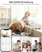 1 x RAW Customer Returns COCOCAM 5MP Indoor Security Camera, 2.4 5GHz WiFi Surveillance Camera for Baby Animal, 355 P 95 T, AI Motion Detection, Automatic Tracking, 2-Way Audio, Cloud SD, Compatible with Alexa - RRP €29.99