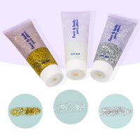 1 x RAW Customer Returns Xinstroe Pack of 3 Body Glitter Gel, Glitter Sequins Chunky Glitter Liquid Gel for Face Hair Lips Nails Make Up Cosmetics Festival Party, Silver, Gold, White - RRP €7.96