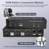 1 x Brand New KVM Switch HDMI Dual Monitor 2 Port, UHD 4K 60Hz KVM Switches, with audio microphone output and 3 USB 2.0, Dual Monitor KVM Switch, Connect 2 PCs to 2 Monitors, With Cable - RRP €102.0