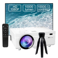 2 x RAW Customer Returns Mini projector, full HD 1080P 10000 lumens projector support 4K video, LED home cinema video projector 300 display, LCD projector compatible with laptop, TV stick, HDMI, VGA, USB, VG, iPhone, smartphone white - RRP €159.34