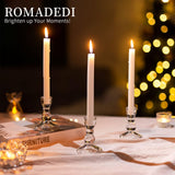 6 x Brand New Romadedi Glass Candle Holders Centerpieces - Table Candle Holders Modern Candelabra Modern Candelabra for Home Decorations Birthday Christmas Wedding Party, 10 pcs, Transparent - RRP €191.94