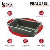 1 x RAW Customer Returns Loaf pan - Premium non-stick steel loaf pan from Boxiki Kitchen Professional non-stick baking pan for baking banana bread, meatloaf, sponge cake 21.5 x 11.5 cm, with red silicone handles - RRP €29.99