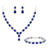 1 x RAW Customer Returns Clearine Women s Wedding Bridal Drop CZ Infinity Figure 8 Y Necklace Tennis Bracelet Dangle Earrings Set Sapphire Balu Silver Tone - RRP €39.82